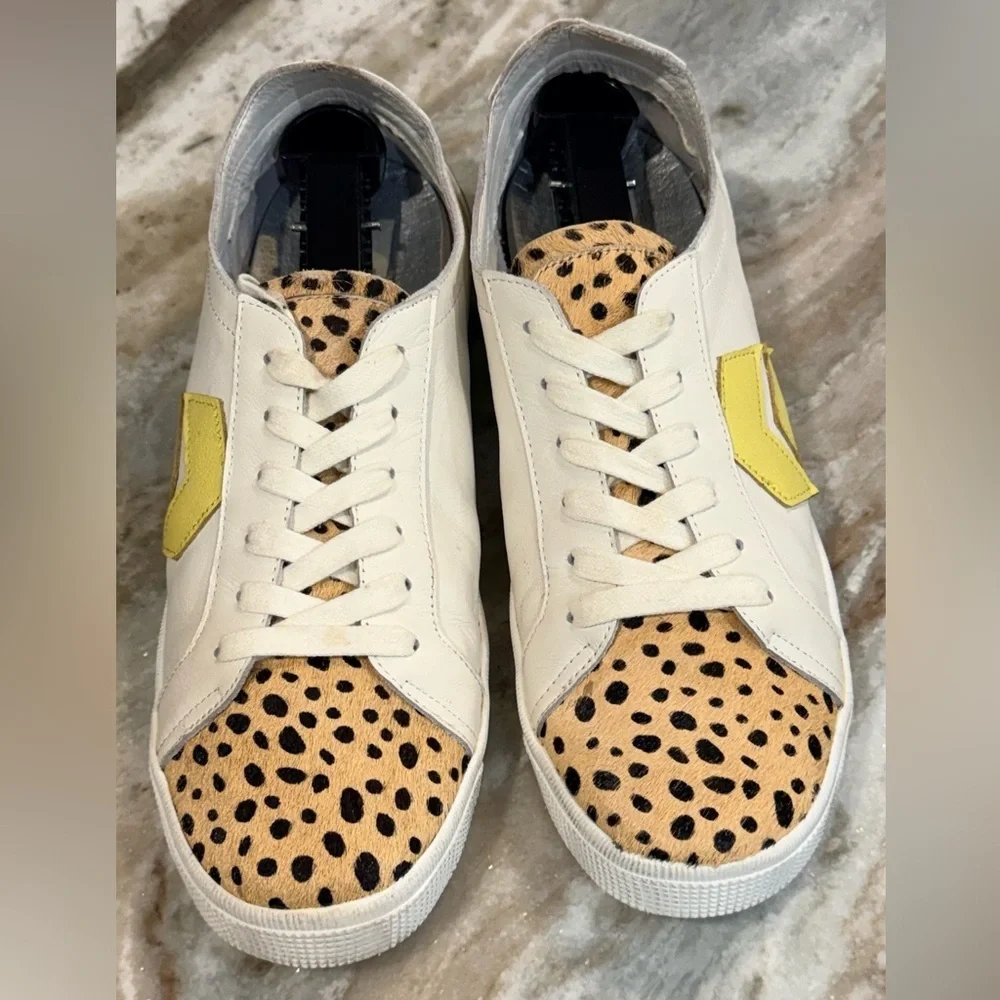 Women’s DOLCE VITA Zaga Leopard Calf Hair Leather Sneakers- Size 9.5